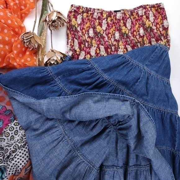 New Wild Fable Blue Rayon Boho Skirt Sz L - Picture 3 of 9